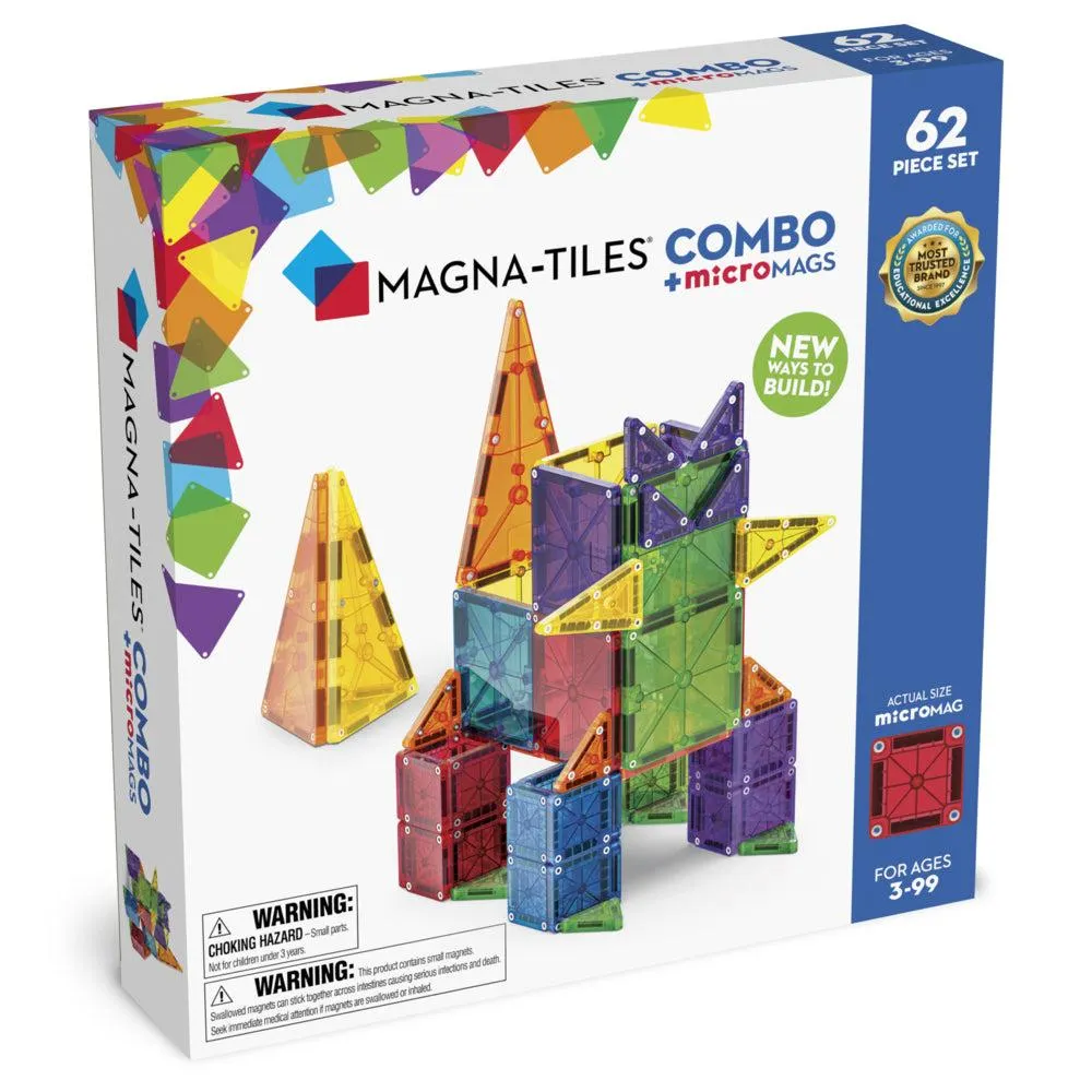 MAGNA-TILES - Ensemble de construction magnétique Combo 62 pièces
