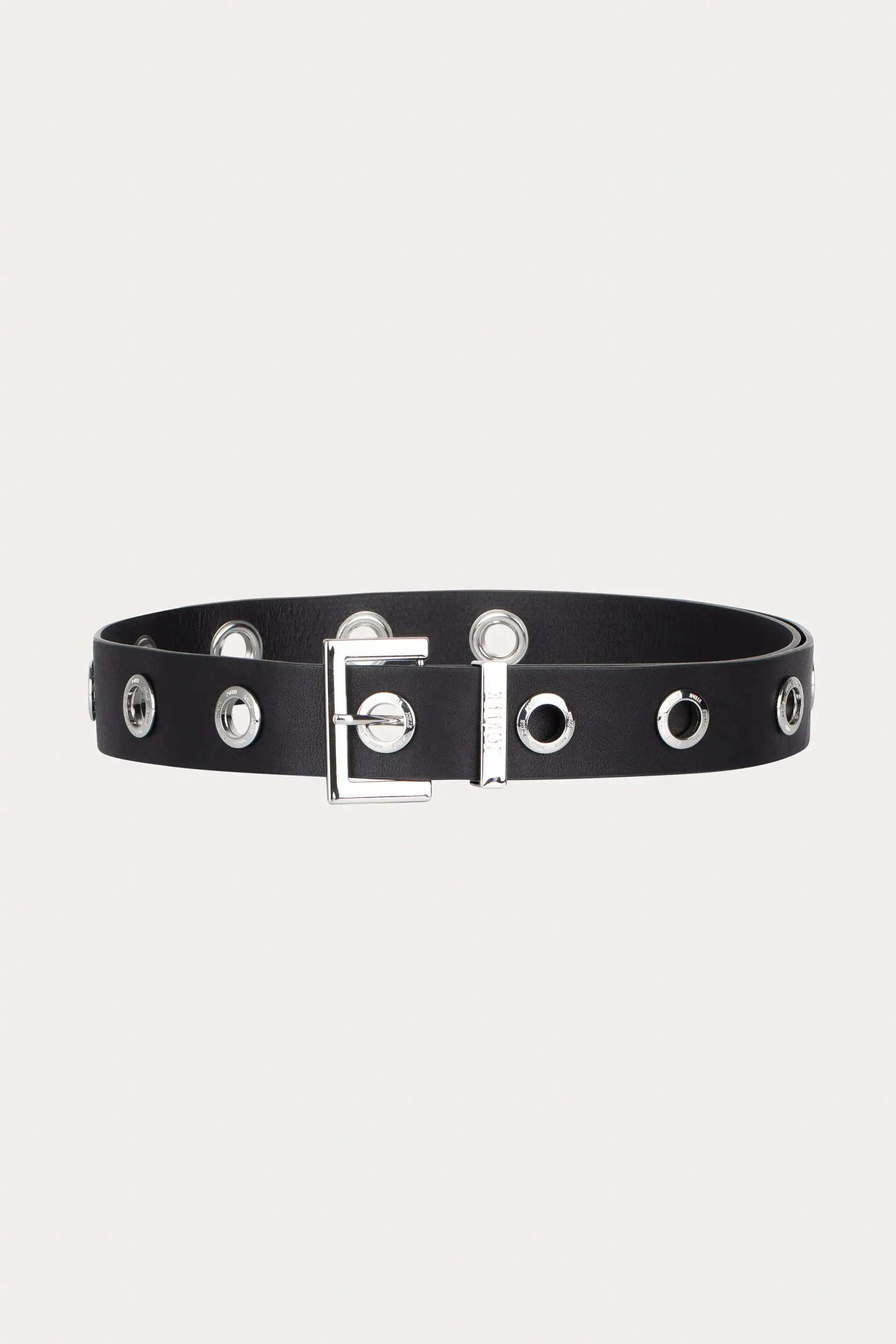 Conrad | Ceinture noire boucle argent carrée