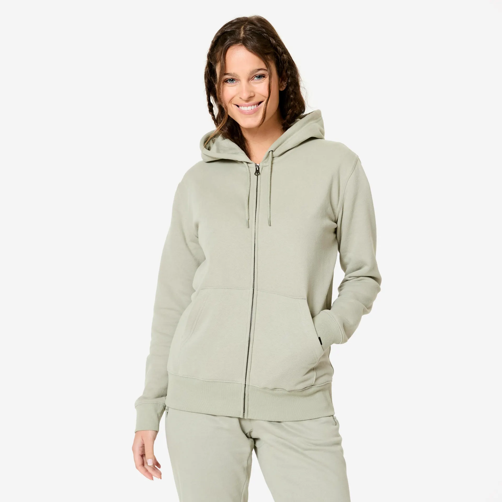 Chandail en coton ouaté zippé femme