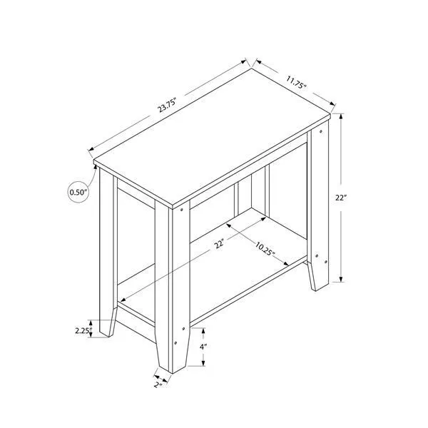 Table d'appoint, 11,75 po x 22 po, composite, gris