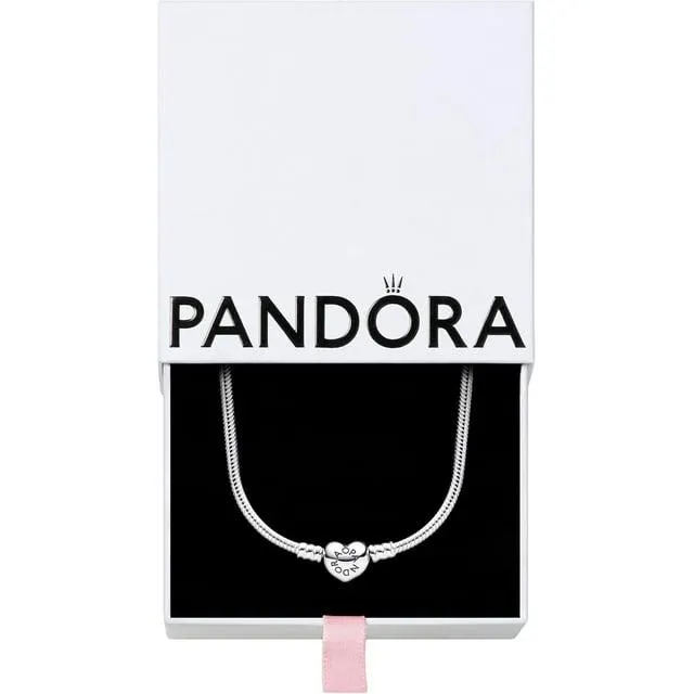 Snake chain sterling silver necklace with engravable heart clasp, with Gift Box, 45 cm