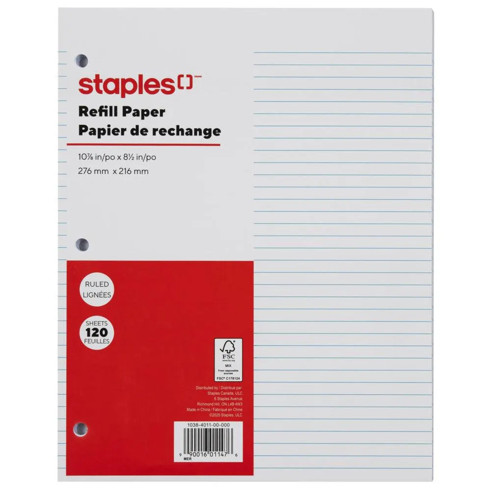 Staples - Papier de recharge 120 feuilles