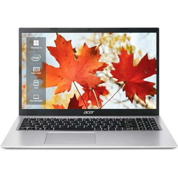 Acer Aspire 3 Slim Ordinateur Portable, Écran 15.6 Pouces Full HD, Intel Core i7-1165G7, Intel Iris Xe Graphics, 36GB DDR4 RAM, 1 To PCIe SSD, Wi-Fi 6, Windows 11 Home, Argent Pur