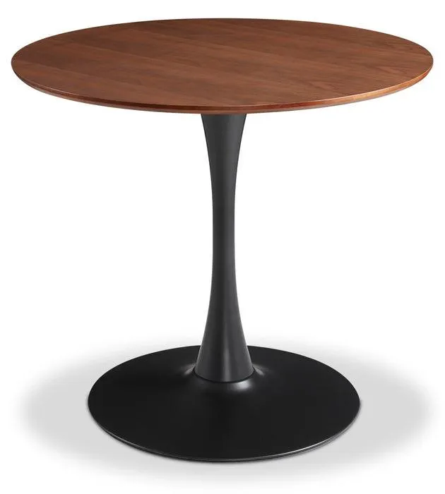 Table de salle à manger ronde Rio de 36 po (L) en métal avec base piédestal - brun-noir