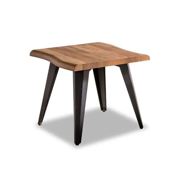 Table d'appoint Macdonald HomeTrend fini faux bois brun et métal noir avec dessus en mélamine embossée