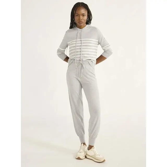 Free Assembly Women's and Women's Plus Cozy Yarn Sweater Jogger Pants with Ribbed Cuffs, 28” inseam, Sizes XS-4X