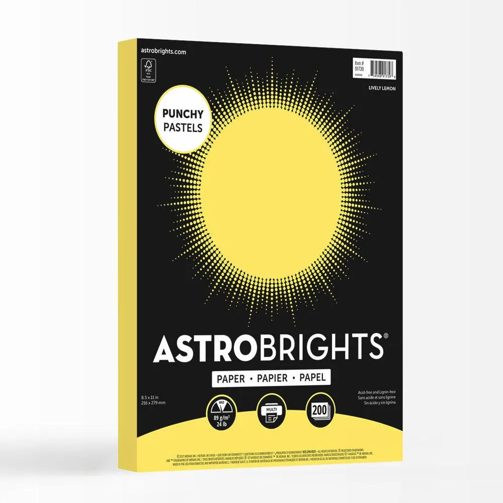 Astrobrights - Papier pastel frappant, 8,5 po l x 11 po H, 24 lb, Citron frais, 200 feuilles (91739)