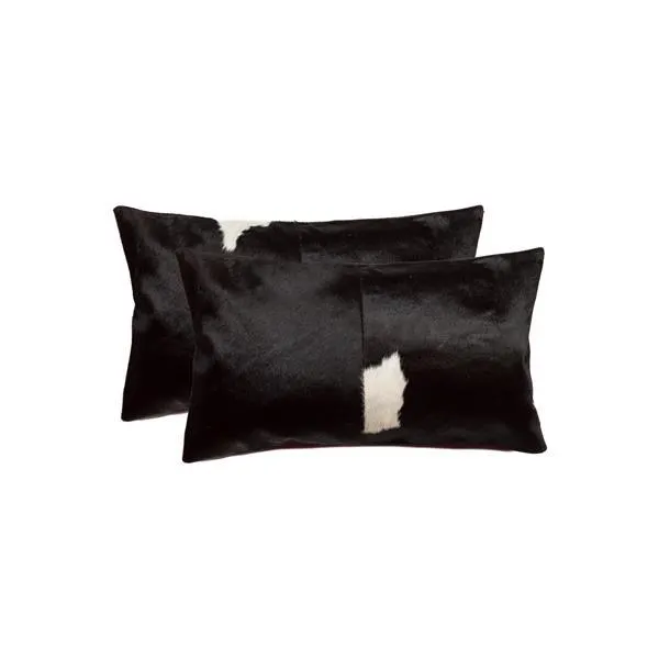 Coussins en peau de vache Kobe, 12 pox20 po, noir/blanc, 2 pqt