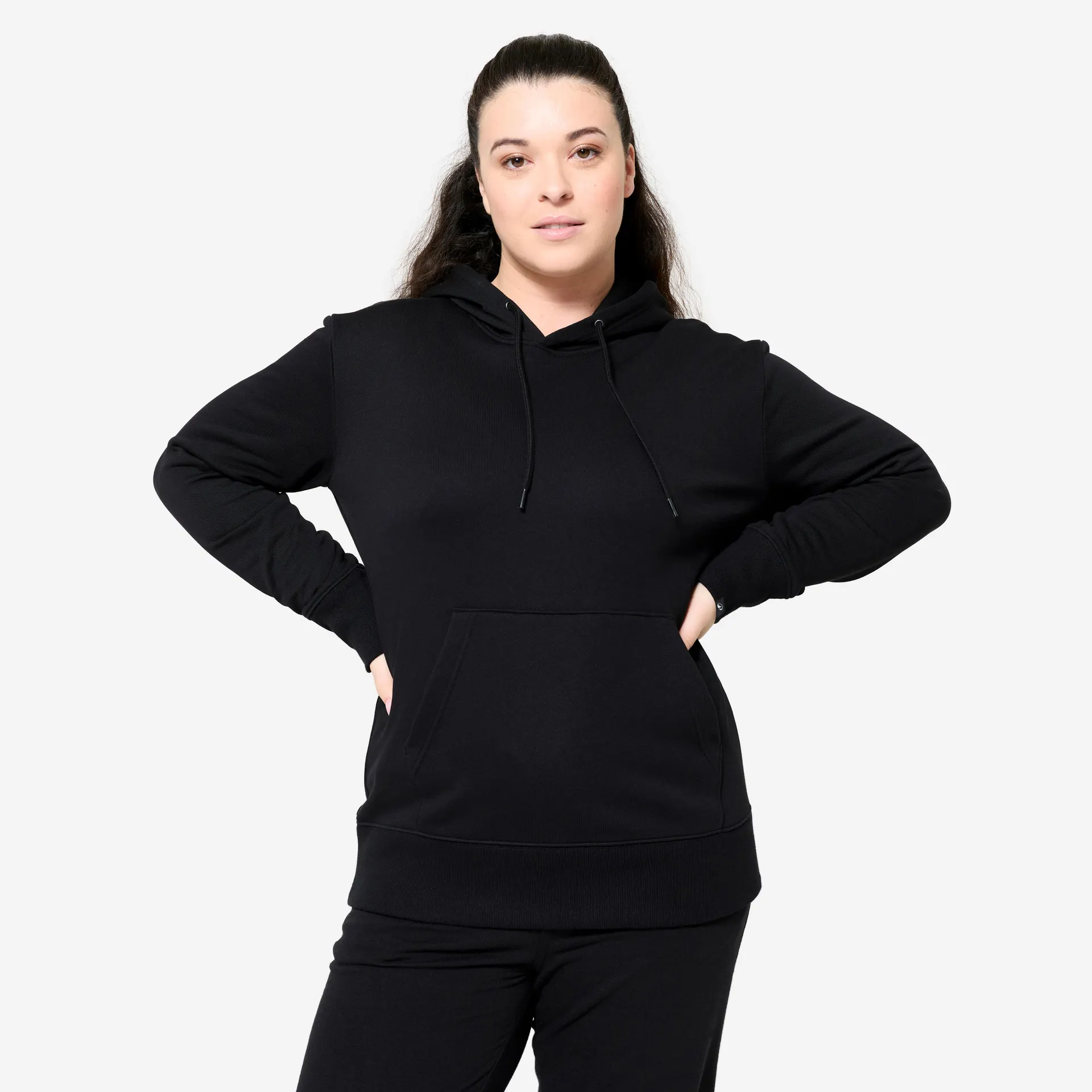 Chandail de sport en coton ouaté à capuchon long femme – essentiel 500