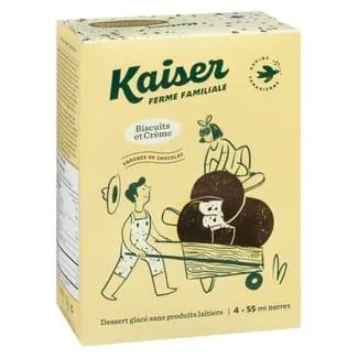 Dessert glacé Barre sans produits laitiers biscuits et crème