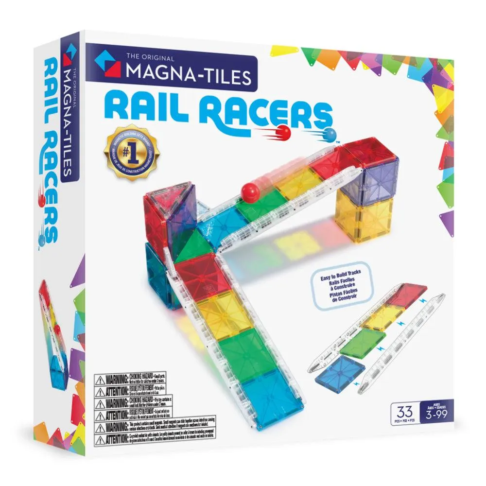 Magna-Tiles - Ensemble de construction magnétique Circuits de course ferroviaire 33 pièces