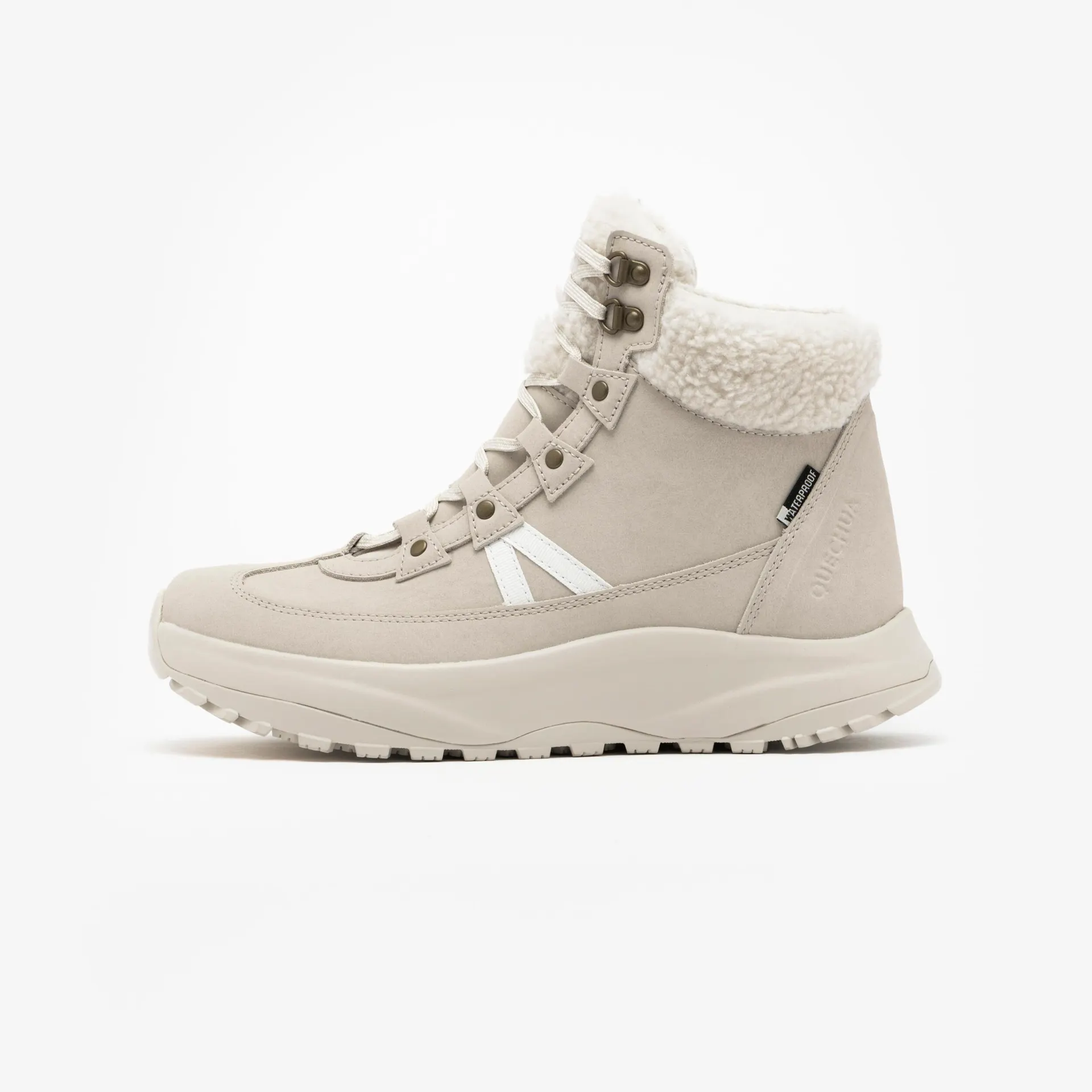 Bottes d’hiver imperméables en cuir femme, NH 500 Mid