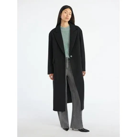 Scoop Women's and Women's Plus Oversized Faux Wool Coat, Heavyweight, Sizes XS-4X