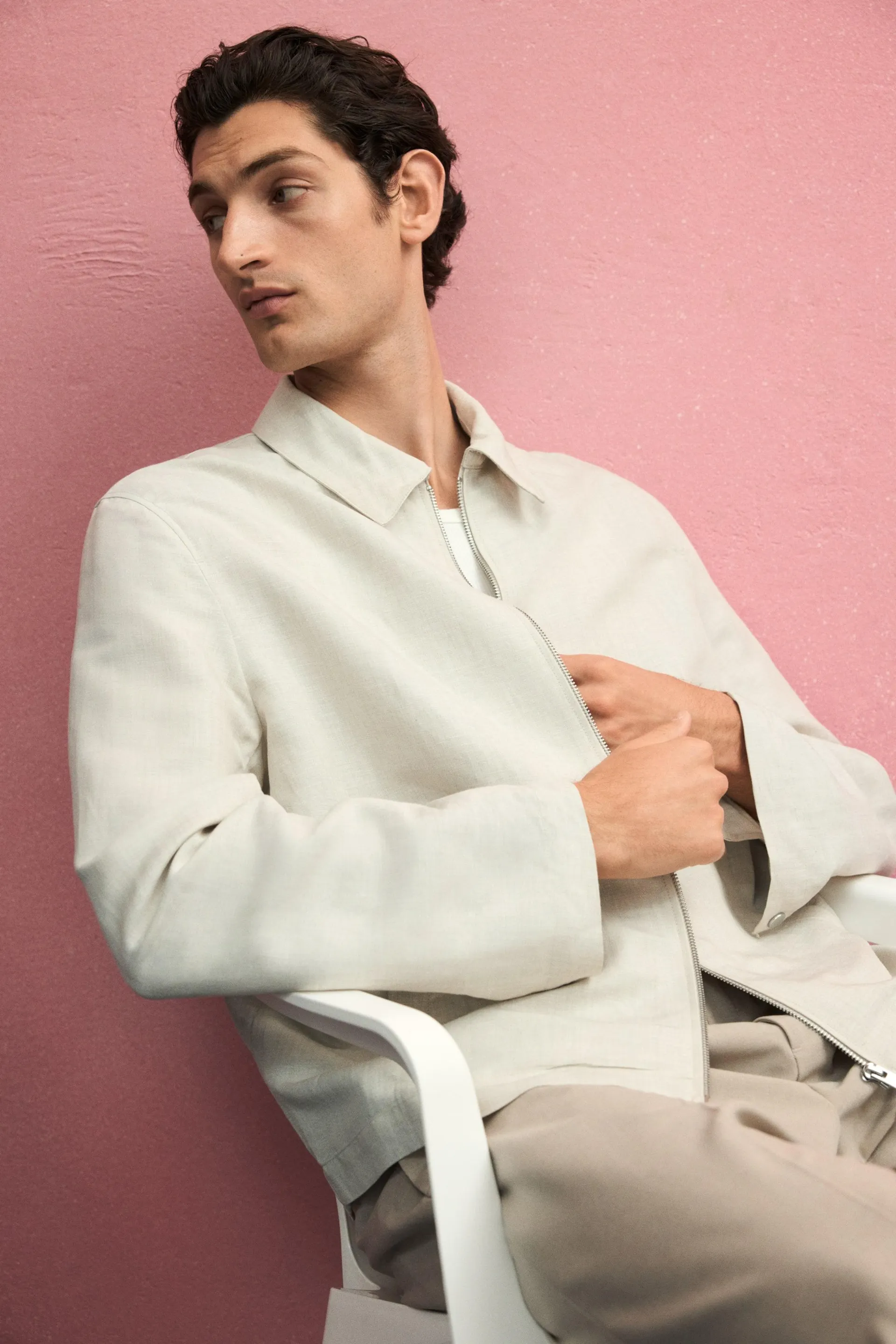 Veste coupe classique en lin mélangé