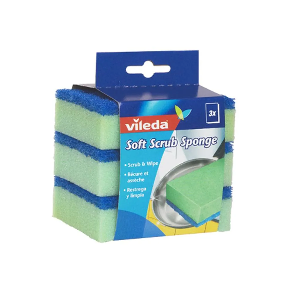 Vileda Éponges à récurer Soft Scrub Sponge- Paquet de 3