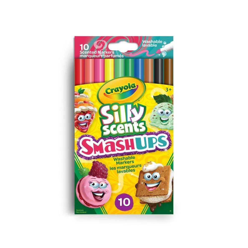 Crayola - Marqueurs lavables fins Silly Scents Smash-Ups - Paquet de 10