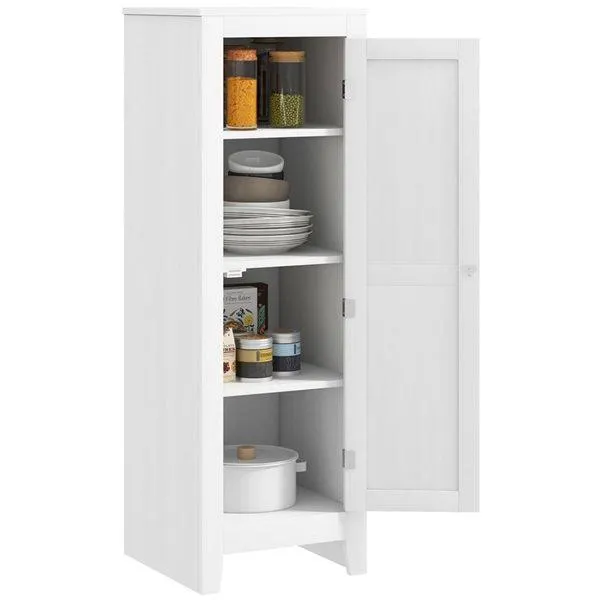 Garde-manger de cuisine HOMCOM blanc cadre en composite 48 po h. avec tablettes ajustables et porte
