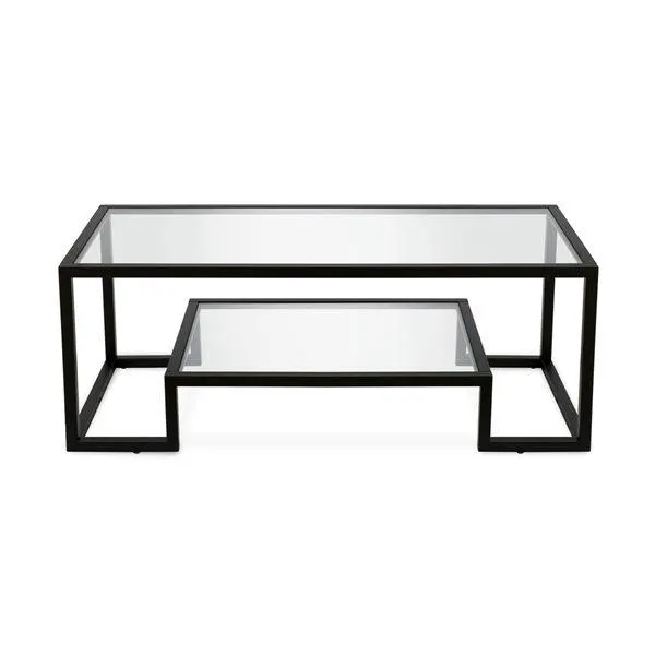 Table basse Athena de Hailey Home noir avec surface en verre