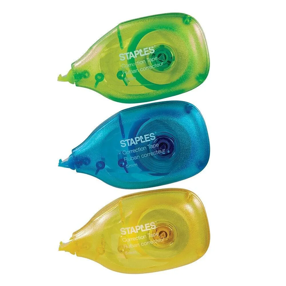 Staples - Mini ruban correcteur, paquet de 3