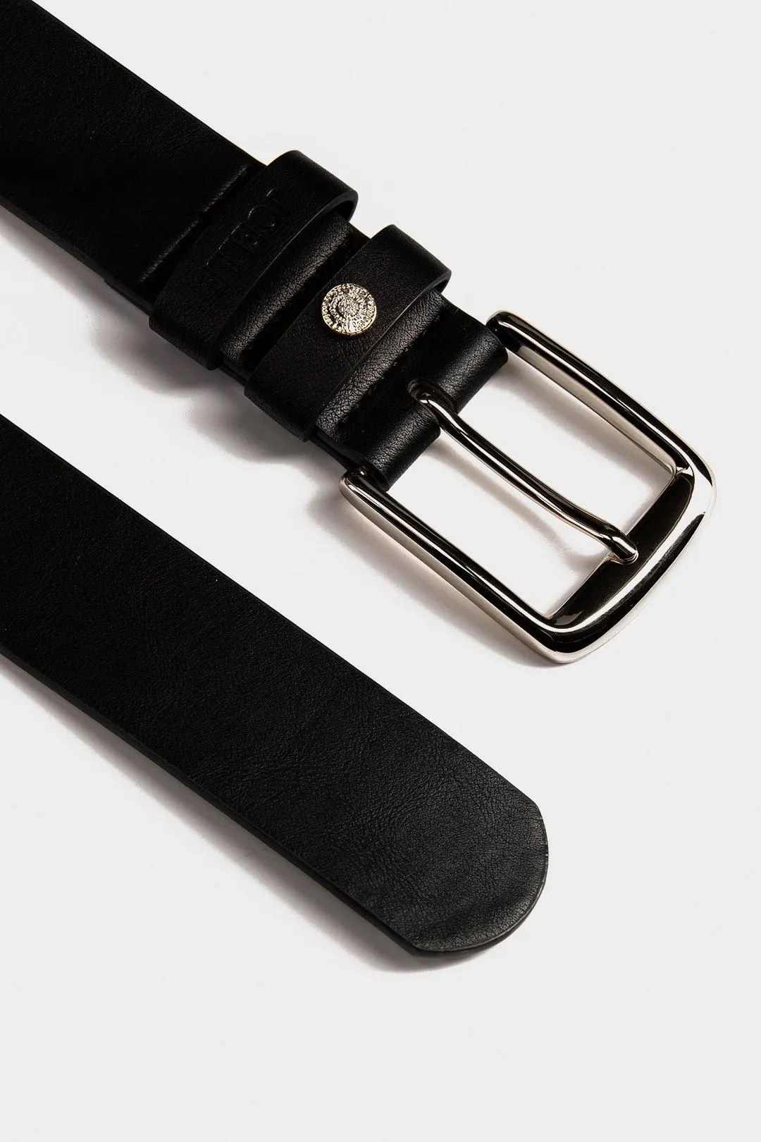 Ceinture noire boucle argent | Adrien