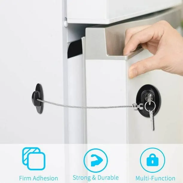 WREESH Verrou de Réfrigérateur Verrou de Frigo avec Clés Verrou de Congélateur avec Adhésifs Forts