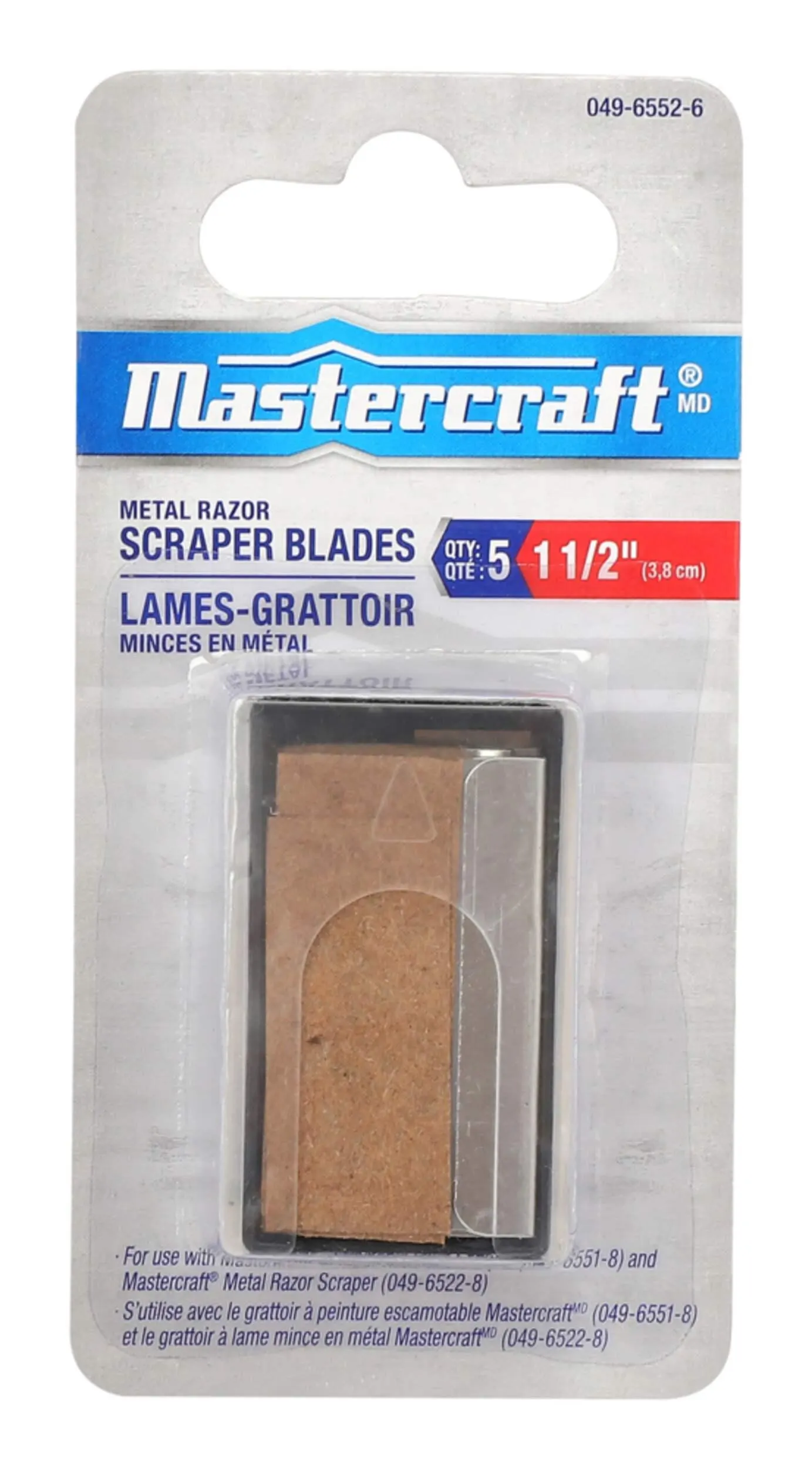 Lames de rasoir de remplacement Mastercraft pour grattoir de verre et surface, 1 1/2 po, paq. 5
