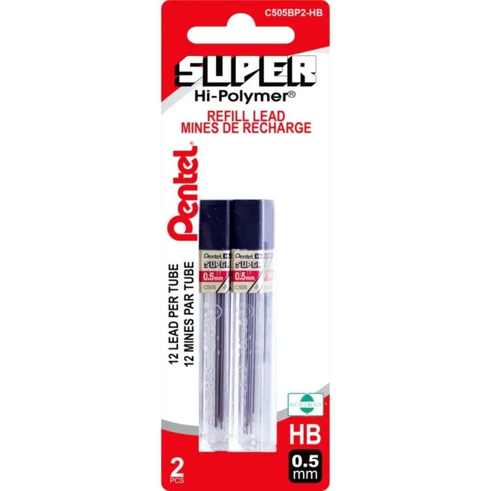 Pentel - Recharges pour portemines - 0,5 mm - HB - Paquet de 24