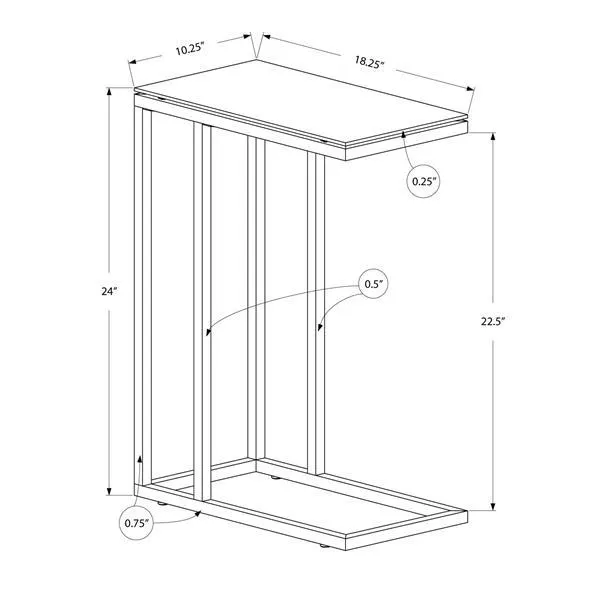 Table d'appoint, 18,25 po x 24 po, verre, blanc