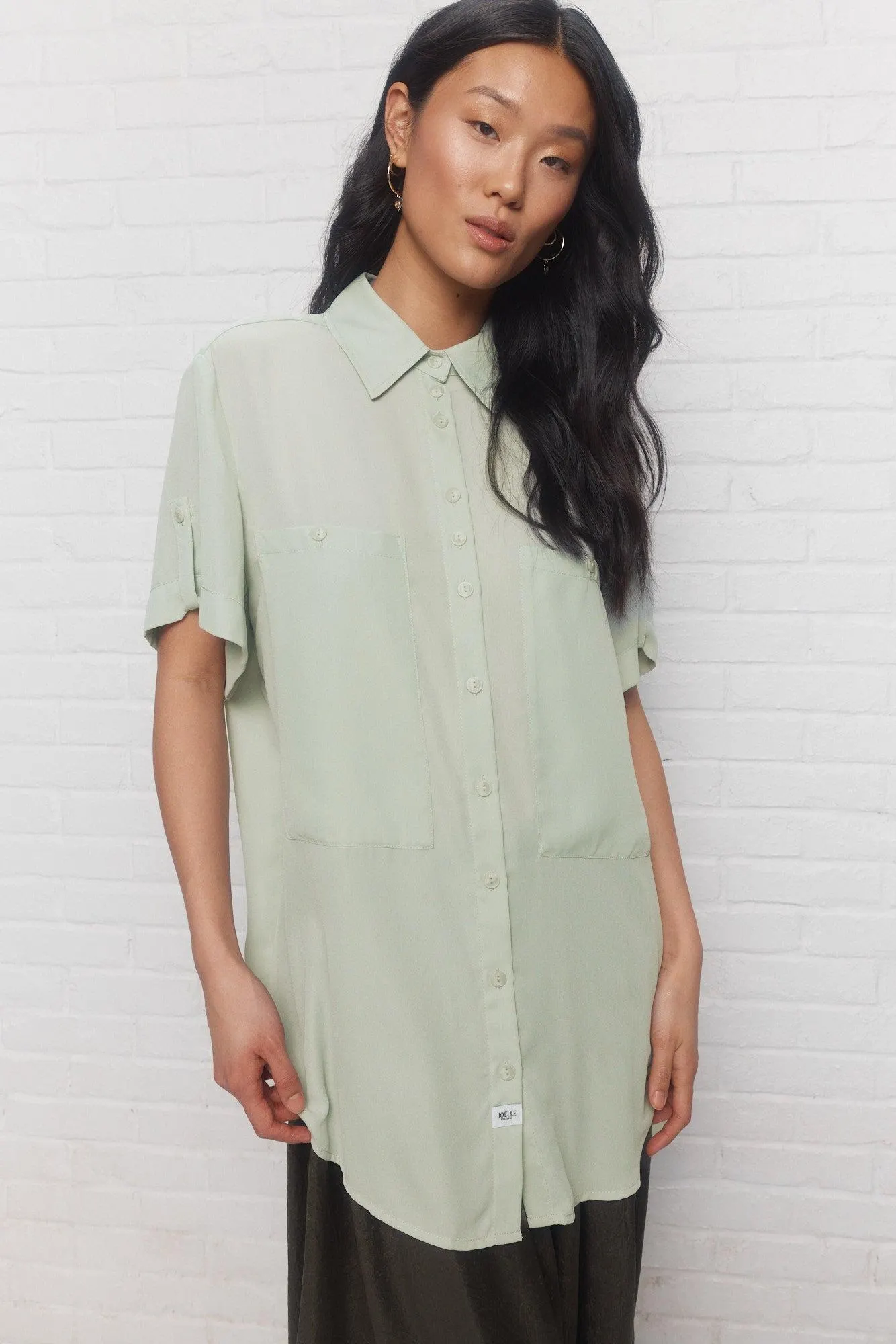 Isa | Chemise verte à manches courtes