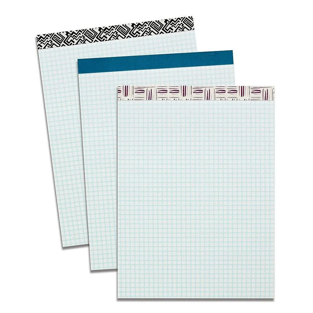 Staples - Tablette d'écriture de mode, 8 1/2 po x 11 3/4 po, quadrillé, blanc, 50 feuilles