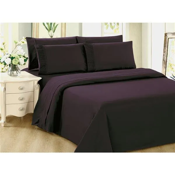 Draps Marina Decoration aubergine pour très grand lit en polyester, 6 mcx