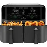 Friteuse à air chaud numérique Chefman 5,5 L à deux paniers - Deux paniers antiadhésifs indépendants de 2,75 L - Noir