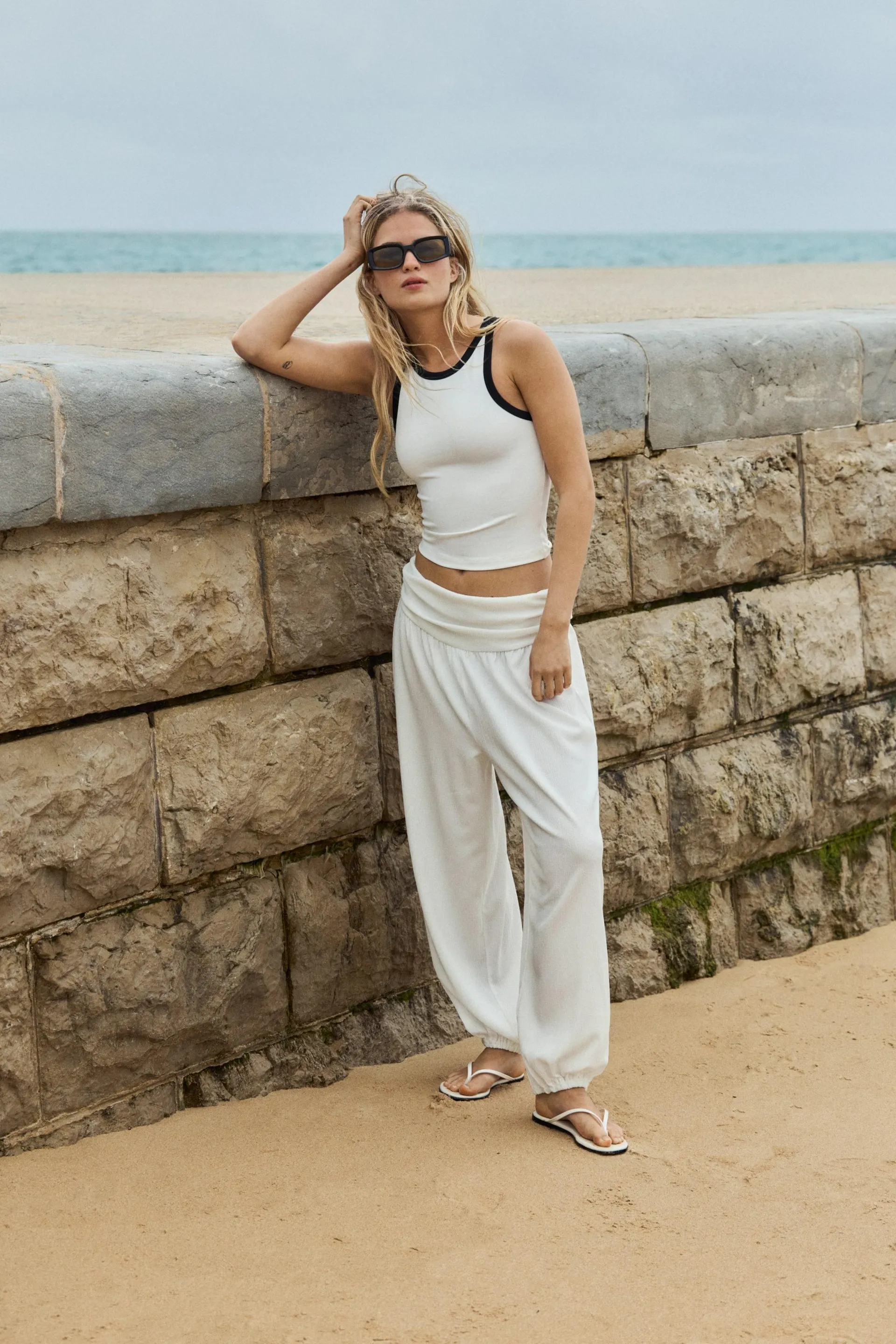 Pantalon froissé à jambes ballon