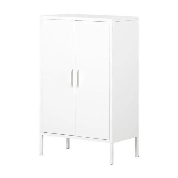 Meuble de rangement en métal Eddison South Shore avec 2 portes en blanc