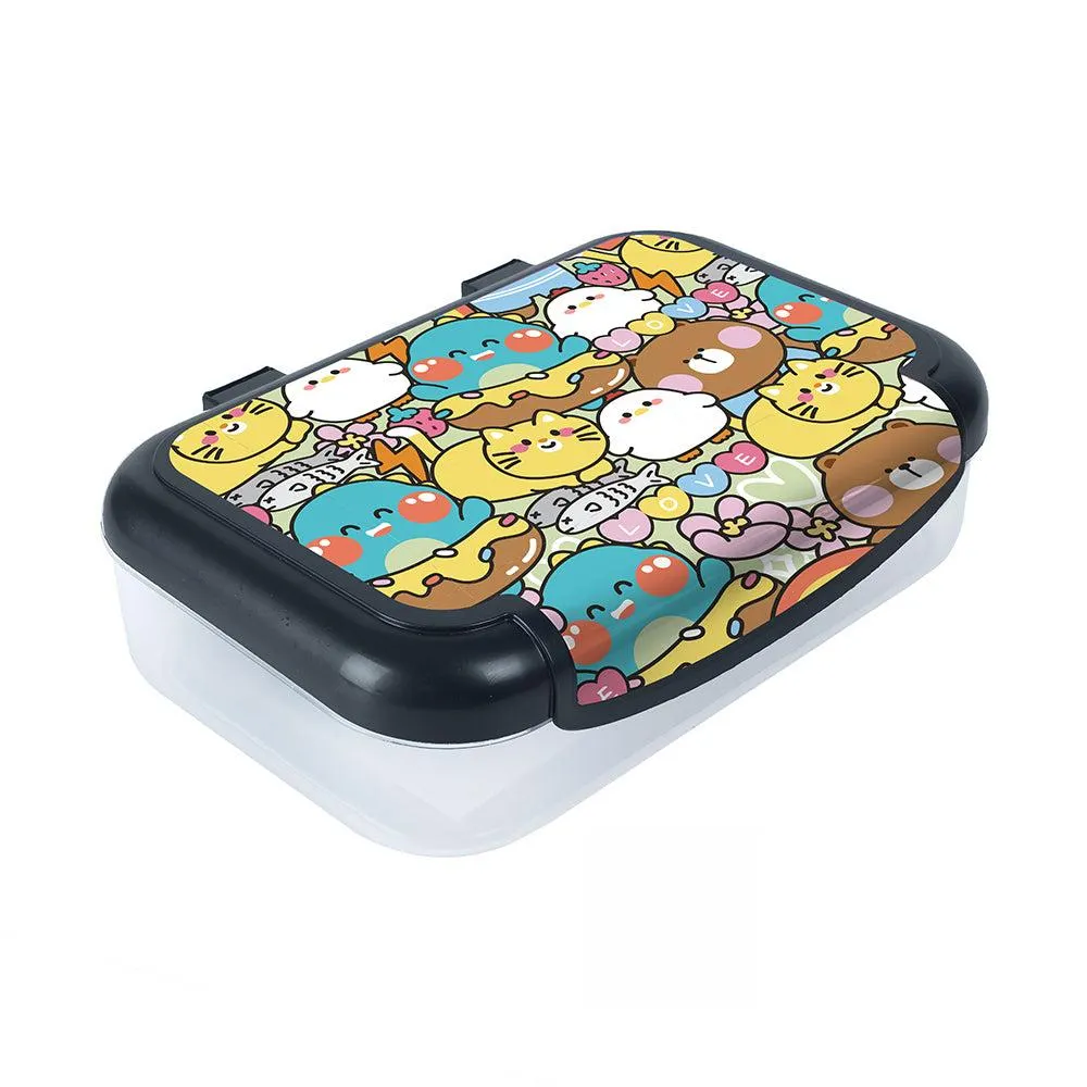Zipit - Boîte de Rangement Recyclée - Motif kawaii coloré