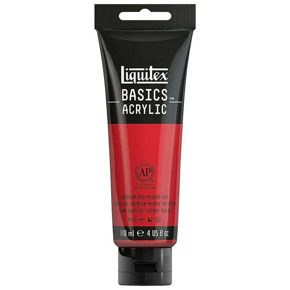 Liquitex Basics – Peinture acrylique 1046151, ton rouge cadmium moyen, tube de 118 ml