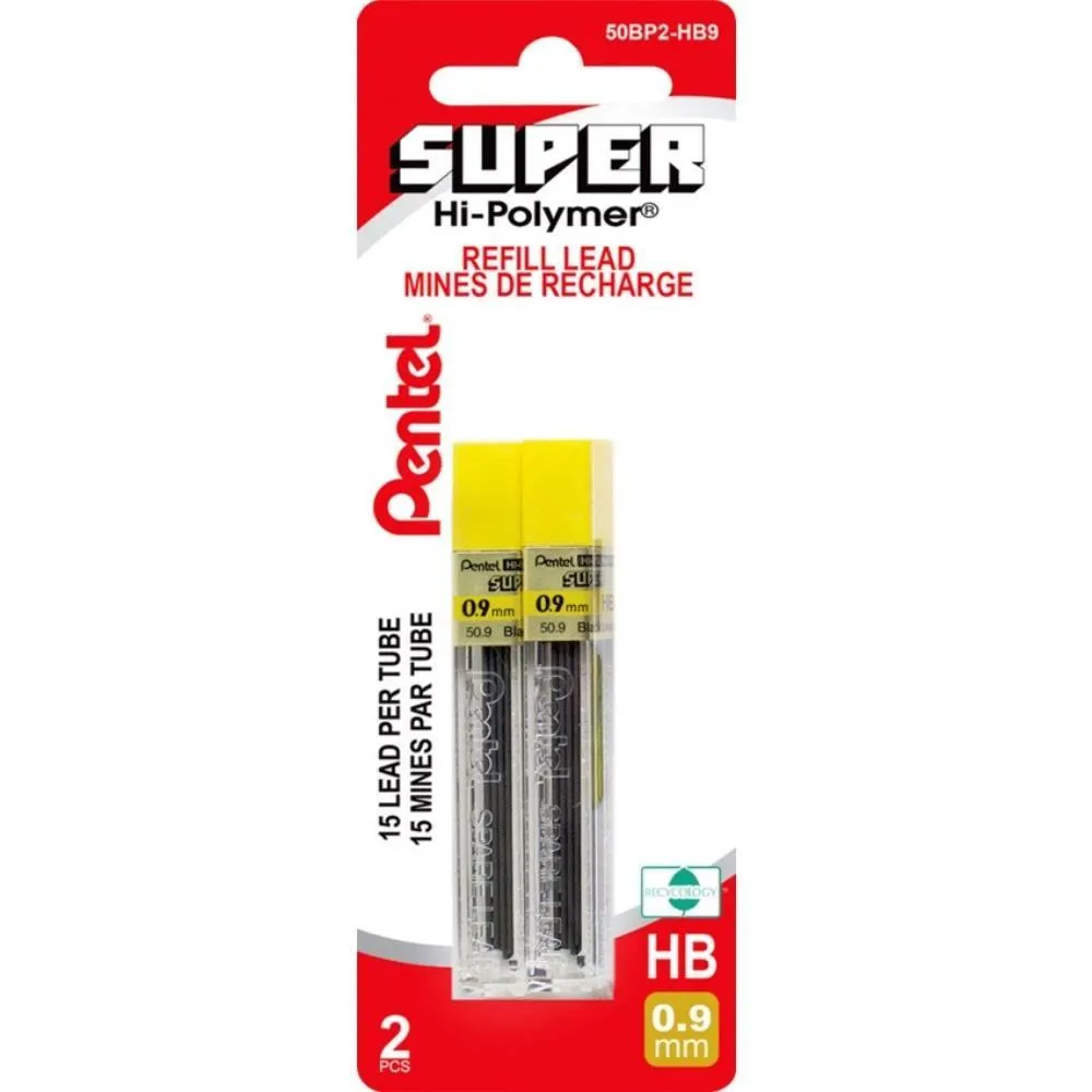 Pentel - Recharges pour portemines - 0,9 mm - HB - Paquet de 30