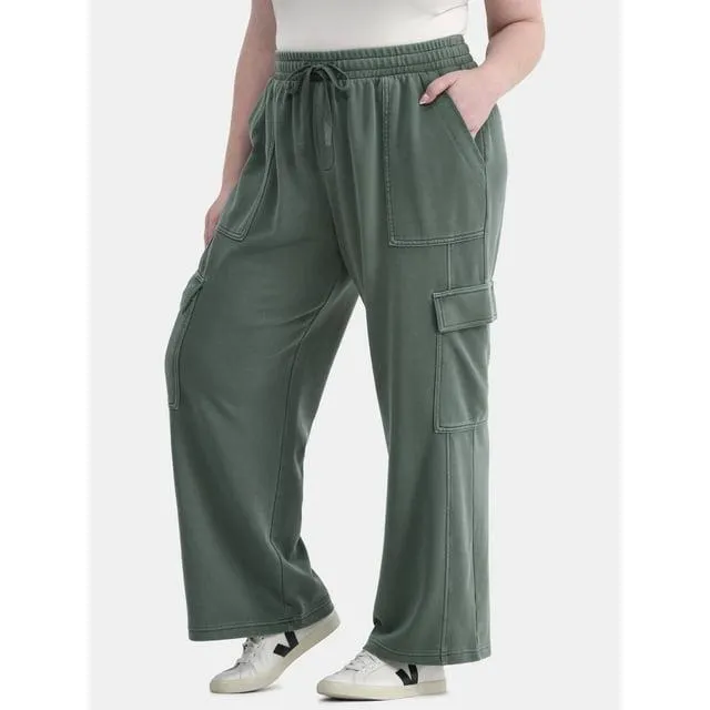 Terra & Sky Women’s Plus Size Knit Easy Cargo Pant