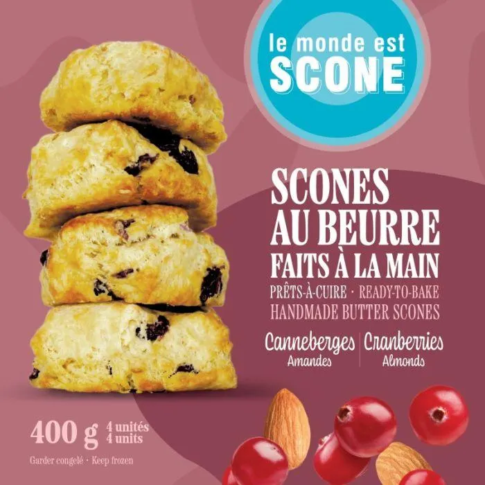 Scones au beurre prêt-à-cuire Canneberges amandes | 4x400g