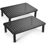 Urban Deco Support de Moniteur, Support d'Ordinateur en Métal avec Plateforme en Maille, 3 Hauteurs Réglables pour Ordinateur Portable, Ordinateur (Noir-2pk)