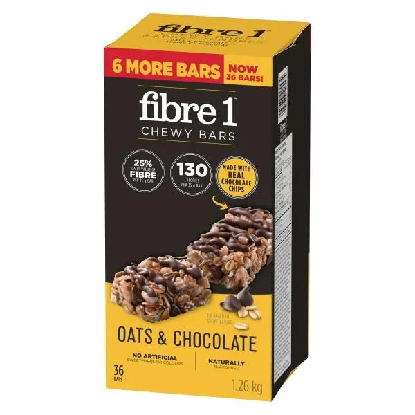 Fibre 1 Chewy Bars Oats & Chocolate, 36 × 35 g
