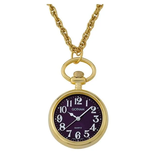 Gotham Women's Gold-Tone Open Face Pendant Watch with Chain # GWC14138GA