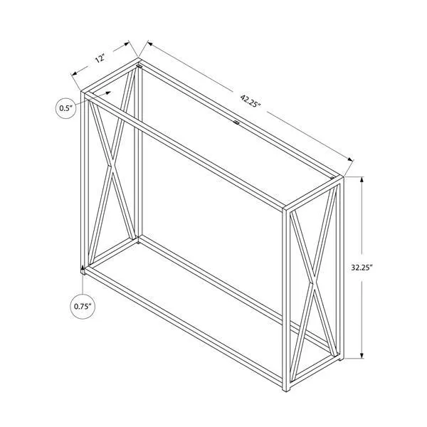 Table d'appoint Monarch, 42,25 po x 32,25 po, verre, or