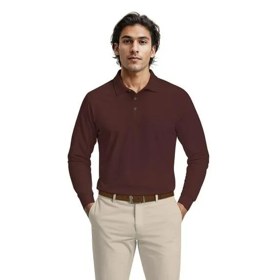 Ben Hogan Men's & Big Men's Performance Long Sleeve Heather Stripe Polo – Moisture Wicking, Easy Care, S-5XL