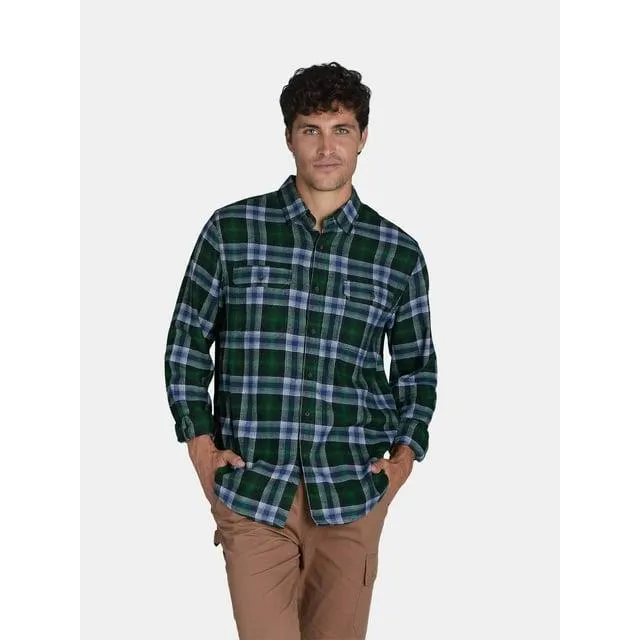 George Men's and Big Men's Flannel Shirt with Long Sleeves, Sizes XS-3XLT