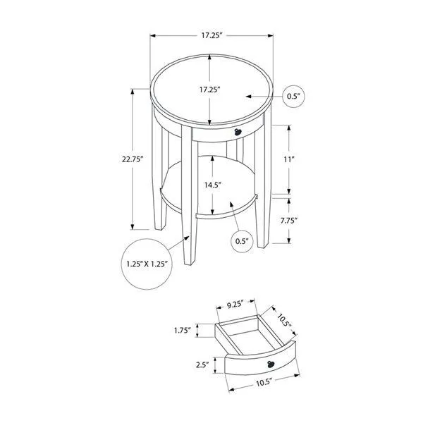 Table d'appoint ronde transitionnelle 17,25 po à 2 niveaux Monarch Specialties placage espresso