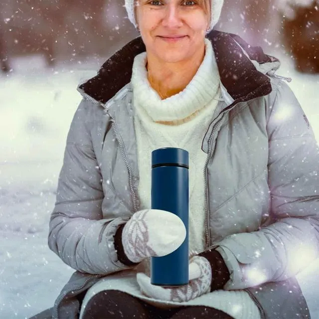 Nsxcdh Infuseur de Café Thé Bouteille Intelligente Affichage LED Acier Inoxydable 316 16.9oz Étanche Non Brûlant Double Aspirateur 12h Chaud 24h Froid pour Sports Maison Cadeaux de Noël pour Petits Enfants