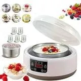 Yaourtière Probiotique Grande Capacité 1.2L Température Constante Réglable Yaourtière Polyvalente (avec 5 Verres) Ustensiles de Cuisine Coréens