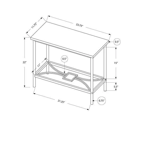 Table d'appoint, 11,75 po x 22 po, composite, taupe foncé