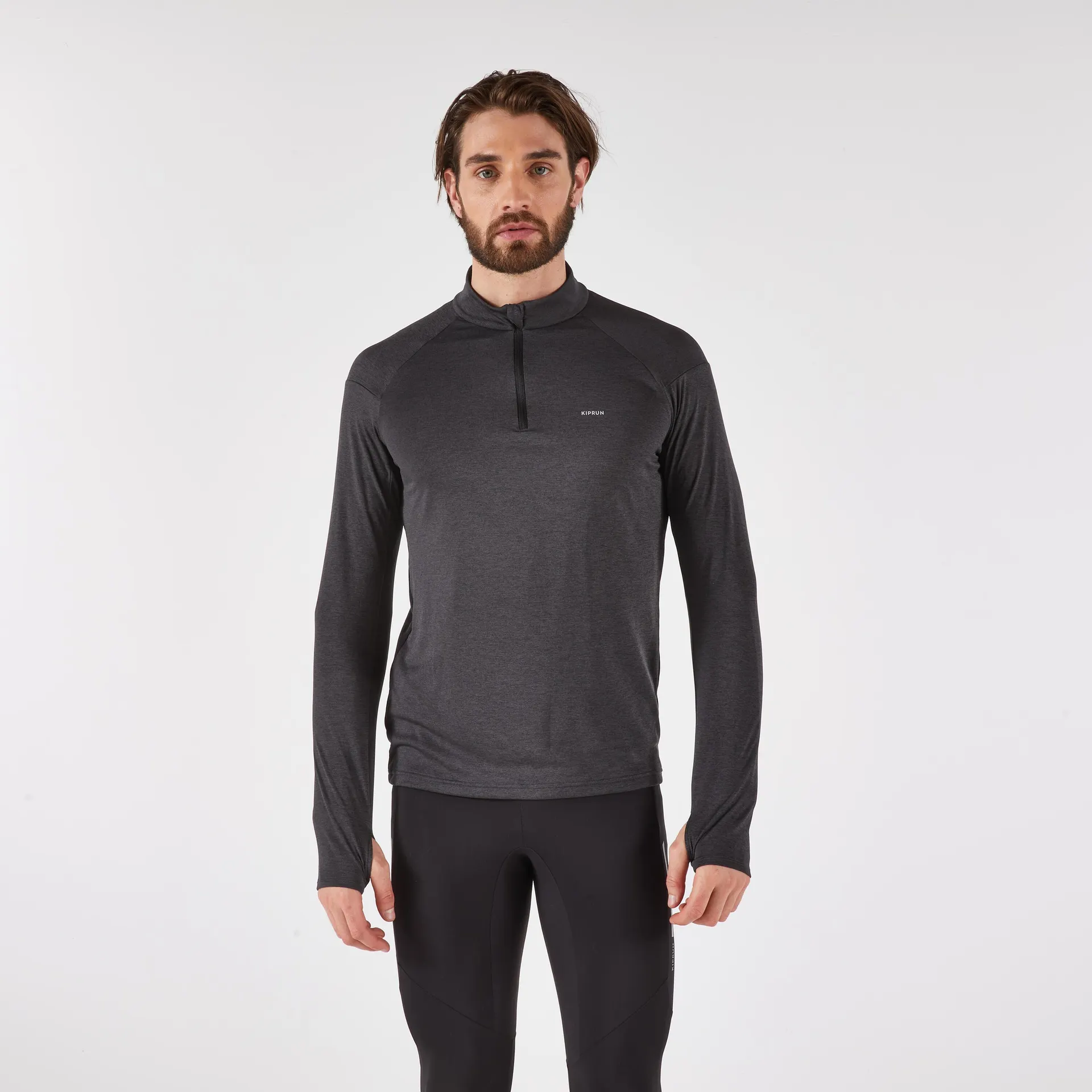 Chandail de course à manches longues et demi-zip respirant homme, Run 100